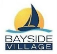 Bayside Village logo featuring a sailboat silhouette against an orange sun shape.