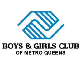 Boys and Girls Club of Metro Queens logo - blue, interlocked hands graphic with text