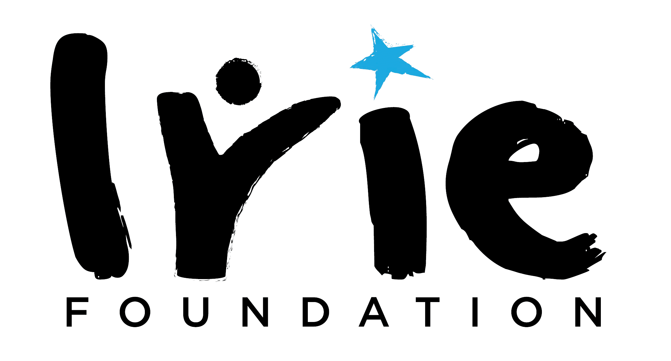 Irie Foundation logo, consisting of abstract black shapes spelling "Irie" and a blue star.