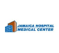 Jamaica Hospital Medical Center logo with blue and red text on a white background.