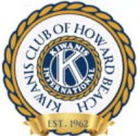 Circular emblem with 'KIWANIS CLUB OF HOWARD BEACH' text and the organization's established date of 1962.