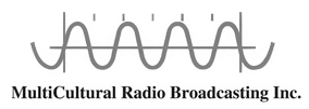 MultiCultural Radio Broadcasting Inc logo featuring abstract wavy lines