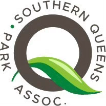 Southern Queens Park Association logo featuring a green leaf inside a circular design.
