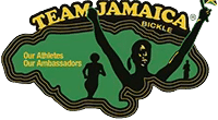 Team Jamaica Bickle logo: green and yellow shield-shaped silhouette of Jamaica with runner figure, with "TEAM JAMAICA" and "BICKLE" text.