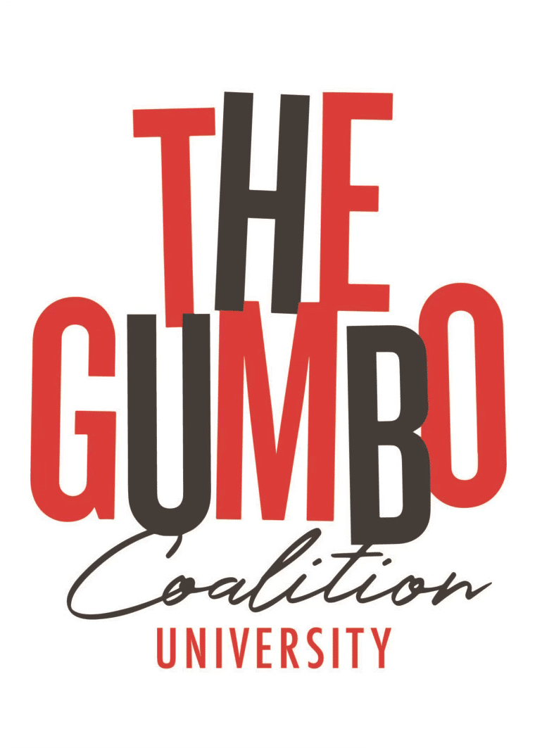 The Gumbo Coalition University logo, featuring the text "THE GUMBO COALITION UNIVERSITY" in stylized red and black lettering.
