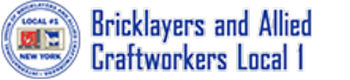 Bricklayers and Allied Craftworkers Local 1 logo, featuring stylized bricklayer silhouette and text.