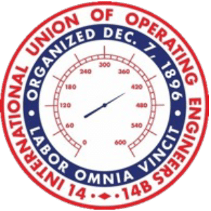 A circular gauge dial with the text "UNION OF OPERATING ENGINEERS ORGANIZED DEC. 15, 1896 LABOR OMNIA VINCIT" indicating the logo or symbol of a labor union.