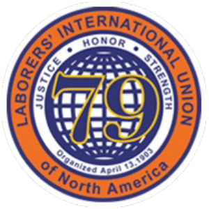 The logo of the Laborers' International Union of North America, showing a globe and the text "Laborers' International Union of North America: Honor • Strength • Unity, organized April 13, 1903".